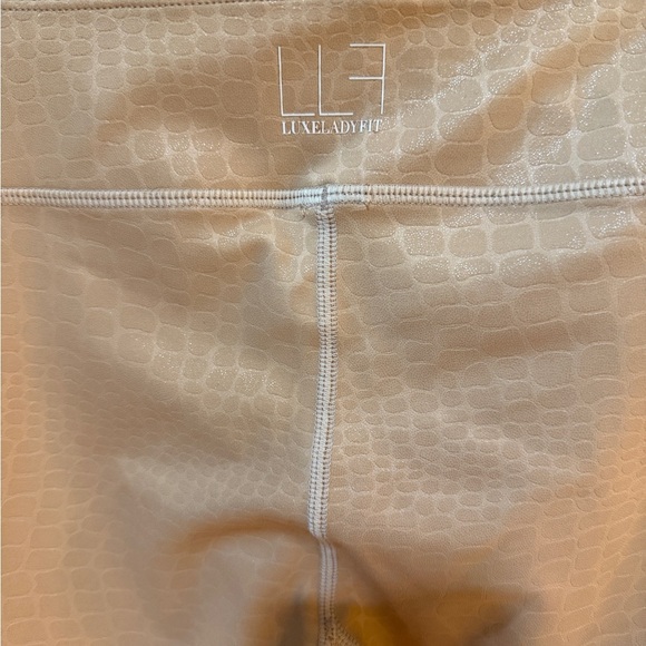 LLF Luxe Lady Fit Gold Tan metallic High-Waisted Leggings with Wide Waistband - Picture 5 of 5